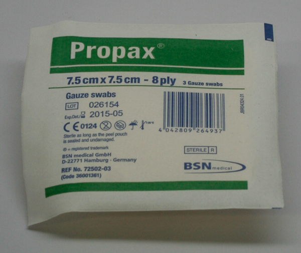 Picture of Gauze Swabs 7.5x7.5cm Sterile Propax 3s