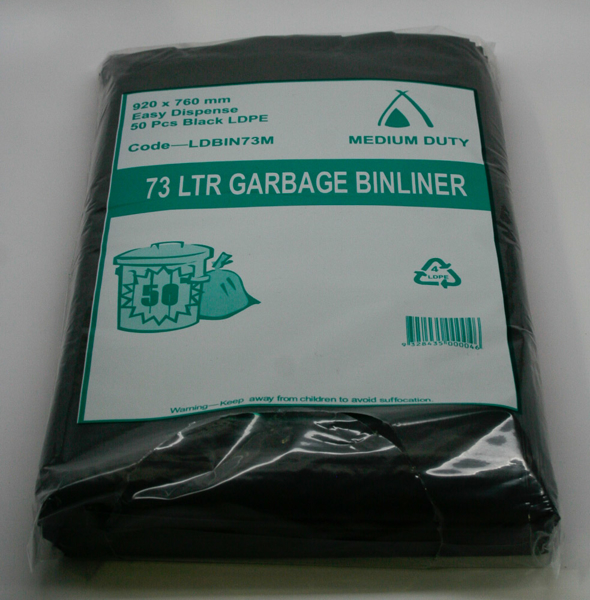 Picture of Garbage Bags Heavy Duty Black 77 Litre 50s